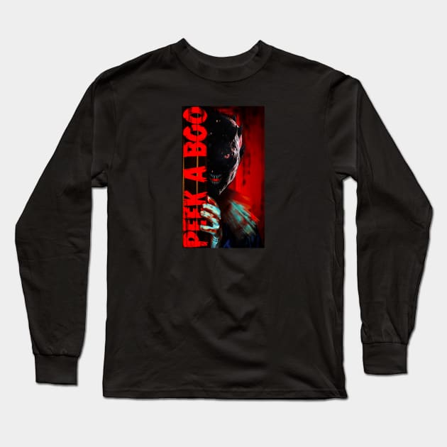 Peek A Boo Horror Spooky Long Sleeve T-Shirt by SATUELEVEN